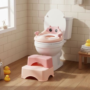 Adapter za WC šolju sa stepenicama i platformom za decu, roze, ECOTOYS - Img 4