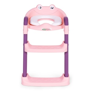 Adapter za wc šolju za decu sa stepenikom, pink, ECOTOYS - Img 2