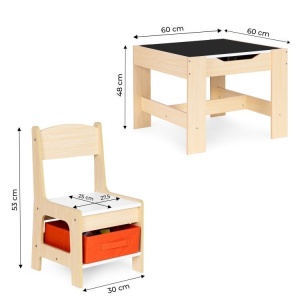 Dečiji set sto i 2 stolice sa tablom za pisanje Wood ECOTOYS - Img 9