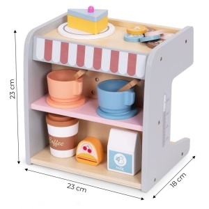 Drveni dečiji aparat za kafu 2 u 1 sa barista setom, 26 dodataka – EcoToys - Img 10