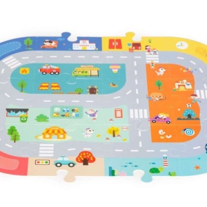 EDUKATIVNE DRVENE KOCKE CITY SET SA PODLOGOM 88 KOM - Img 3
