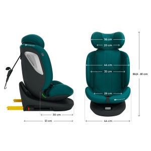 KINDERKRAFT AUTOSEDISTE I-GROW 2 PLUS I-SIZE 40-150 CM GREEN - Img 12