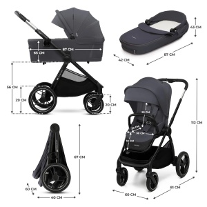 KINDERKRAFT KOLICA ZA BEBE 2U1 NEA 2 DEEP GREY - Img 2
