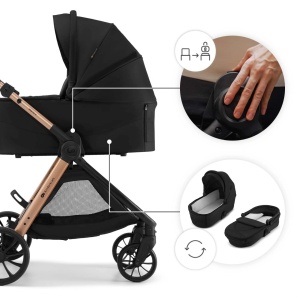 KINDERKRAFT KOLICA ZA BEBE SET 3U1 VESTO 2 BLACK - Img 5