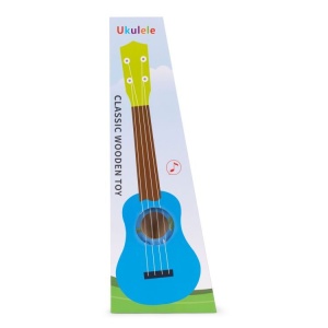 Ukulele drvena gitara za decu sa 4 najlonske žice i trzalicom plava – ECOTOYS - Img 9