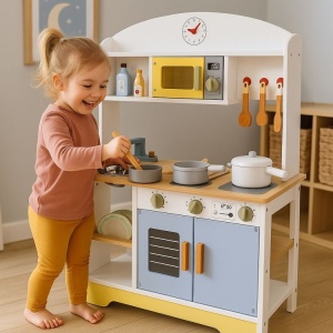 Dečija kuhinja – Rerna, mašina za pranje veša, mikrotalasna i 12 dodataka – ECOTOYS - Img 11