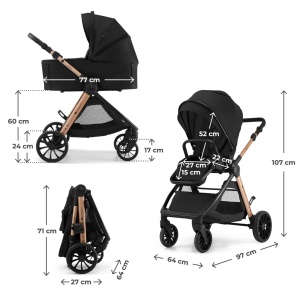 KINDERKRAFT KOLICA ZA BEBE SET 3U1 VESTO 2 BLACK - Img 12