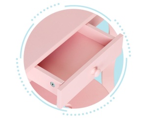 Veliki drveni sto za šminkanje za devojčice sa ogledalom, Pink, ECOTOYS - Img 6