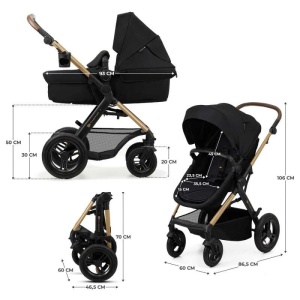 KINDERKRAFT MOOV 2 KOLICA ZA BEBE 3U1 PURE BLACK - Img 4