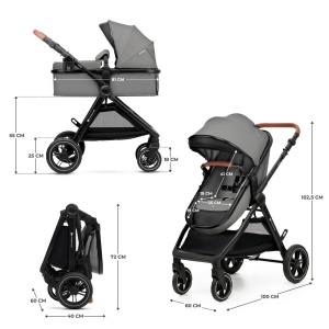 KINDERKRAFT ESME PRO KOLICA ZA BEBE 3U1 GRAY - Img 8
