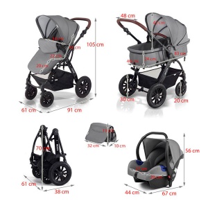 KINDERKRAFT MOOV KOLICA ZA BEBE 3U1 BLACK - Img 5