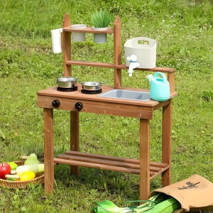 Spoljna drvena kuhinja sa dodacima za igru u pesku i blatu 05 - ECOTOYS - Img 7