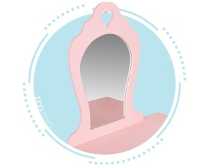 Veliki drveni sto za šminkanje za devojčice sa ogledalom, Pink, ECOTOYS - Img 8
