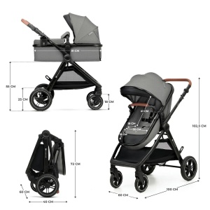 KINDERKRAFT ESME KOLICA ZA BEBE 3U1 MOONLIGHT GREY - Img 5