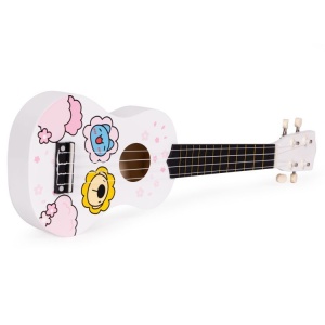 Ukulele drvena gitara za decu sa 4 najlonske žice i trzalicom bela– ECOTOYS - Img 5