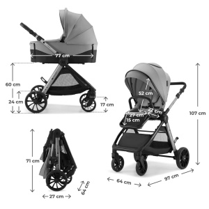 KINDERKRAFT KOLICA ZA BEBE SET 3U1 VESTO 2 GREY - Img 11