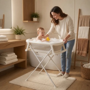 Sklopiva kadica za bebe sa postoljem, odvodom i LCD termometrom – ECOTOYS