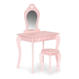 Veliki drveni sto za šminkanje za devojčice sa ogledalom, Pink, ECOTOYS - Img 2