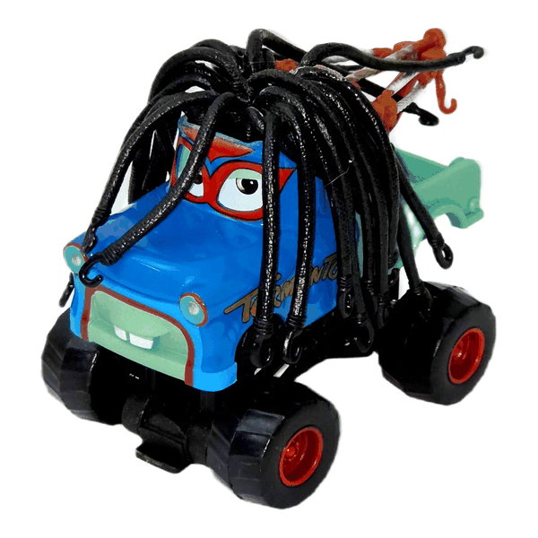 Monster truck albastru cu cabluri negre