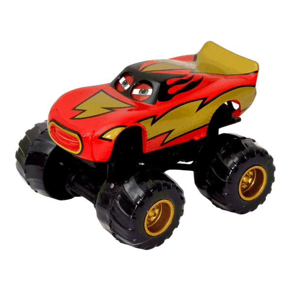 Monster truck roșu cu flăcări