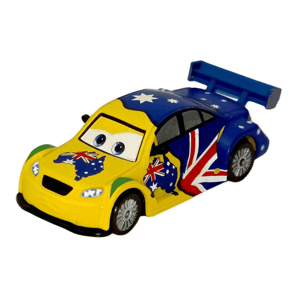 Mașină galben-albastră cu steag australian