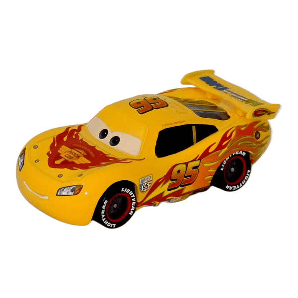 Lightning McQueen — Mașină galbenă #95 cu flăcări roșii