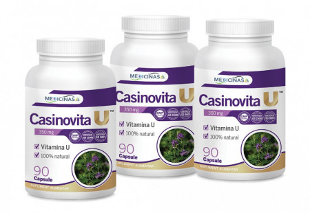 Casinovita U (Vitamina U) - Pachet 2 luni + GRATUIT 1 lună + GRATIS la prima comanda cartea Alimentația în afecțiunile stomacului și intestinelor