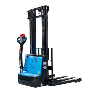 ESA121-D Transpalet electric cu catarg 1.200 kg, inaltime ridicare 2.980, picioare si furci reglabile