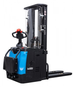 ES16-RS, Transpalet electric catarg triplex 1.600 kg, cu platforma, baterii Li-Ion, ridicare maxima 5,5 m - Img 1