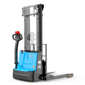 ESA121 Transpalet electric cu catarg 1.200 kg, inaltime ridicare 4.100, picioare si furci reglabile