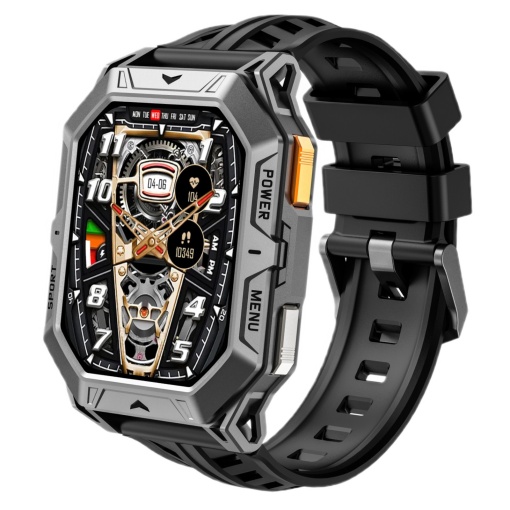 Ceas Smartwatch barbati Singlait ST3P, display Amoled 2.13inch, full-touch, apel Bluetooth, notificari, baterie 1000mAh, rezistent la apa, asistent vocal, moduri sportive, informatii meteo, negru