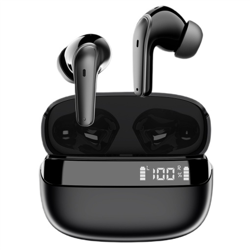 Casti wireless Bluetooth, Singlait ANC SG03, in ear, control touch, fara fir, carcasa magnetica, afisare LED, universale, autonomie 30 h, negru