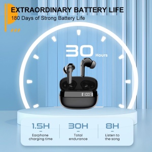 Casti wireless Bluetooth, Singlait ANC SG03, in ear, control touch, fara fir, carcasa magnetica, afisare LED, universale, autonomie 30 h, negru - Img 2