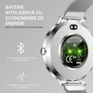 Ceas smartwatch dama, Singlait®, model SG89, fitness, sport, rezistent apa, functie smart numarat pasi, notificari, display 1.43" Amoled, wireless, apelare Bluetooth 5.3, microfon HD, monitorizare somn, 2 bratari incluse, argintiu - Img 4