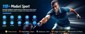 Ceas smartwatch, Singlait QS11A, inteligent, fitness, sport, rezistent la apa, functie de numarat pasi, distanta, notificari, ecran 1.96", Sms-uri, apelare Bluetooth, vremea, microfon HD, monitorizare somn, ritm cardiac, pedometru, sedentarism, alb - Img 7