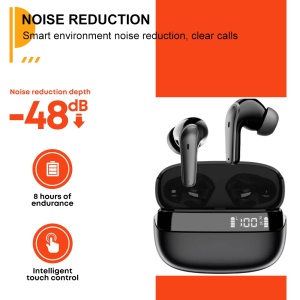 Casti wireless Bluetooth, Singlait ANC SG03, in ear, control touch, fara fir, carcasa magnetica, afisare LED, universale, autonomie 30 h, negru - Img 3