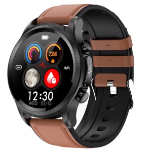 Ceas smartwatch, Singlait® Sinwatch11, inteligent, fitness, sport, rezistent la apa, functie smart numarat pasi, unisex, notificari, ecran 1.39", Bluetooth, microfon HD, monitorizare somn, 2 bratari incluse, negru, maro