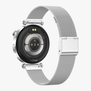 Ceas smartwatch dama, Singlait® SG88, ecran rotund AMOLED 1.19", inteligent, fitness, sport, rezistent apa, smart, notificari, wireless, apel Bluetooth 5.3, microfon HD, pentru femei, carcasa metalica, 2 bratari incluse, metal si silicon, argintiu - Img 4