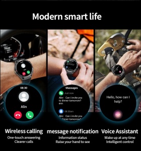 Ceas smartwatch si bratara fitness, Singlait®, model ST28N, Apeluri voce, Microfon, Difuzor, Notificari/Sms/Social Media, monitorizare activitati fizice, somn, ritm cardiac, pedometru, player muzica, rezistent la apa, negru - Img 4