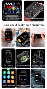 Ceas smartwatch, Singlait® Sinwatch12, inteligent, fitness, sport, rezistent la apa, functie smart numarat pasi, unisex, notificari, ecran 1.92", apelare Bluetooth, microfon HD, monitorizare somn, 2 bratari incluse, negru, maro - Img 8