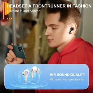 Casti wireless Bluetooth, Singlait ANC SG03, in ear, control touch, fara fir, carcasa magnetica, afisare LED, universale, autonomie 30 h, negru - Img 5