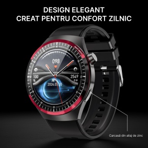 Ceas Smartwatch Barbati Singlait C22 – Ecran HD 1.53″, Apel Bluetooth cu Difuzor & Microfon, NFC, Monitorizare Ritm Cardiac, SpO₂, Somn & Stres, 100 Moduri Sport, IP68, Autonomie Extinsă, Negru - Img 2