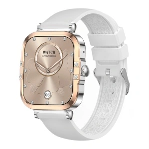 Ceas smartwatch dama, Singlait® SG82 Luxury, dreptunghi AMOLED 1.75", inteligent, fitness, sport, rezistent apa, smart, notificari, wireless, apel Bluetooth 5.3, microfon HD, pentru femei, carcasa metalica, 2 bratari incluse, metal si silicon, argintiu - Img 3