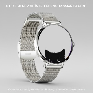 Ceas smartwatch dama, Singlait®, model SG89, fitness, sport, rezistent apa, functie smart numarat pasi, notificari, display 1.43" Amoled, wireless, apelare Bluetooth 5.3, microfon HD, monitorizare somn, 2 bratari incluse, argintiu - Img 2