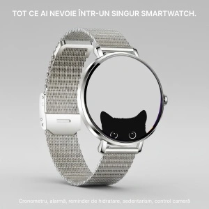 Ceas smartwatch dama, Singlait®, model SG89, fitness, sport, rezistent apa, functie smart numarat pasi, notificari, display 1.43" Amoled, wireless, apelare Bluetooth 5.3, microfon HD, monitorizare somn, 2 bratari incluse, argintiu - Img 2