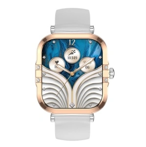 Ceas smartwatch dama, Singlait® SG82 Luxury, dreptunghi AMOLED 1.75", inteligent, fitness, sport, rezistent apa, smart, notificari, wireless, apel Bluetooth 5.3, microfon HD, pentru femei, carcasa metalica, 2 bratari incluse, metal si silicon, argintiu - Img 4