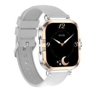 Ceas smartwatch dama, Singlait® SG82 Luxury, dreptunghi AMOLED 1.75", inteligent, fitness, sport, rezistent apa, smart, notificari, wireless, apel Bluetooth 5.3, microfon HD, pentru femei, carcasa metalica, 2 bratari incluse, metal si silicon, argintiu - Img 5