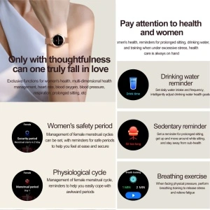 Ceas smartwatch dama, Singlait® SG88, ecran rotund AMOLED 1.19", inteligent, fitness, sport, rezistent apa, smart, notificari, wireless, apel Bluetooth 5.3, microfon HD, pentru femei, carcasa metalica, 2 bratari incluse, metal si silicon, argintiu - Img 7