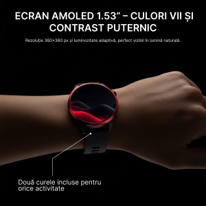 Ceas Smartwatch Barbati Singlait C22 – Ecran HD 1.53″, Apel Bluetooth cu Difuzor & Microfon, NFC, Monitorizare Ritm Cardiac, SpO₂, Somn & Stres, 100 Moduri Sport, IP68, Autonomie Extinsă, Negru - Img 3