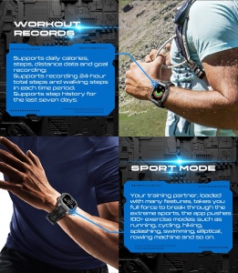 Ceas Smartwatch barbati Singlait ST3P, display Amoled 2.13inch, full-touch, apel Bluetooth, notificari, baterie 1000mAh, rezistent la apa, asistent vocal, moduri sportive, informatii meteo, negru - Img 5